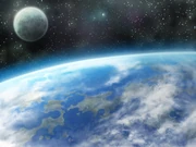 The moon, Arca, orbiting the planet Coral in .