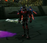 The player armed for battle.