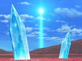 Crystals decorate the floral fields of the ruins