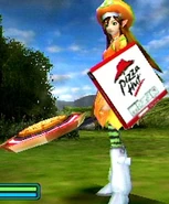 Close-up of the Pizza Hut weapons