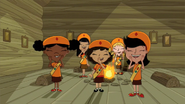 The Fireside Girls giggle when Candace asks where to buy a uniform.