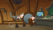 Phineas and Ferb inside the machine.