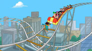 Agent P drops onto the coaster