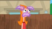 Candace gets a clown face when she encounters the gelatin monster.