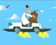 Doofenshmritz trying to get the fallen bell off from Perry