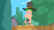 Ferb announcing the rodeo.