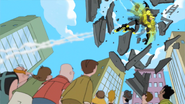 Ferb pilots the suit on his own and destroys the sign.