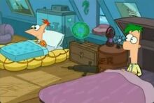 ERROR-Phineas' blankets are outside the bed