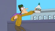 Doofenshmirtz shows off "Eulg", his latest creation.