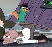 Perry helping out thwarting Rodney's plan to bring in a new Ice Age.