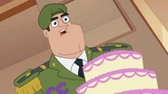 Colonel Contraction horrified to see what's left of the hall