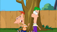 Ferb burped after Phineas clapped his shoulder