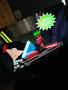 Phineas and Darth Ferb fighting in a Disney XD promo