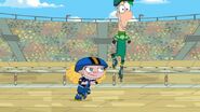 Ferb leaps up to avoid Suzy