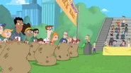 Phineas starts the sack race.