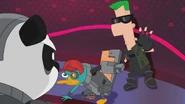 Platyborg about to battle Pandaborg to protect Ferb.