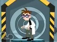 Carl dressing up as Dr. Doofenshmirtz.