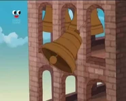 The bell falls from the tower