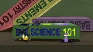 The bugs are squashed under Doofenshmirtz's Evil Science 101 book