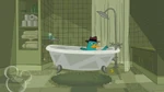 In the tub.