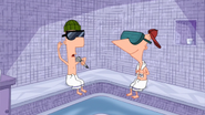 Phineas and Ferb in the sauna.