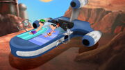 Phineas and Ferb on a Speeder