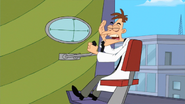 Perry throws the screw, hitting Doofenshrmirtz in the eye.