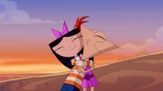 Phineas and Isabella hugging