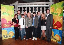 Alyson Stoner, Dan Povenmire, Vincent Martella, Jeff "Swampy" Marsh, Mitchel Musso, Ashley Tisdale, and Disney executives at the press conference for the series premiere.