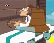 The bell lands on Perry, much to Doofenshmirtz's dismay