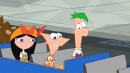 Phineas speaks in Spanish while they strap themselves in the rollercoaster.