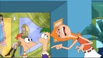 Candace pointing at Phineas and Ferb.