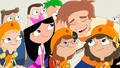 Isabella and some of the Fireside Girls look dreamily at Clay Aiken as he sings.