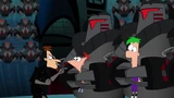 In Doof-2's underground lair, Phineas and Ferb held upon Normbots