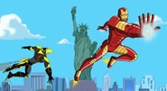 The Beak and Iron Man in NYC.