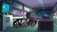 The Gang inside the spaceship.