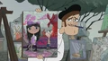 The painter paints Phineas and Isabella.