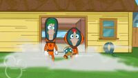 Phineas and Ferb in their space suits