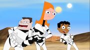 Stormtroopers Candace, Buford and Baljeet singing