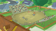 Phineas and Ferb's backyard robot rodeo.