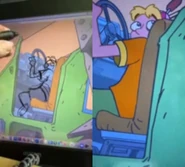 A before and after photo of an animation fix of Jeremy, shown in a TikTok video by Dan Povenmire.