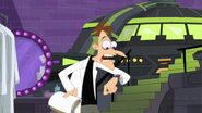 Doofenshmirtz noticing Perry is late for their battle.