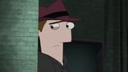 A nervous Monty about to escape from the warehouse before he could be caught
