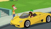 Ferb and Vanessa kiss in the car