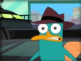 Perry is shocked to see that Phineas and Ferb have arrived at Doof's place