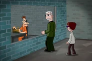Doofenshmirtz being held for interrogation.