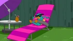 Agent P trapped in the beach chair