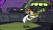 Doof gets hit in the head by Planty