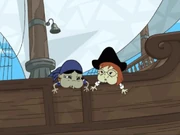 Holly (with Gretchen) gets seasick.