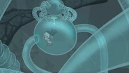 ...and goes through the tubes to his lair.